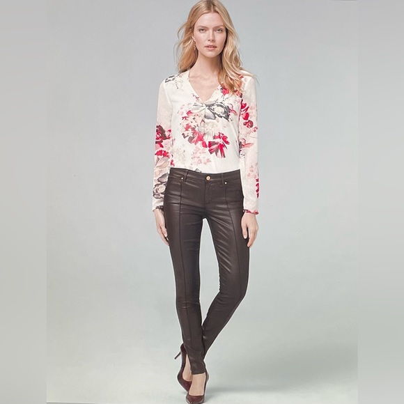 NWT WHBM MidRise Skinny Ankle Coated Cabernet 2R - Picture 3 of 16